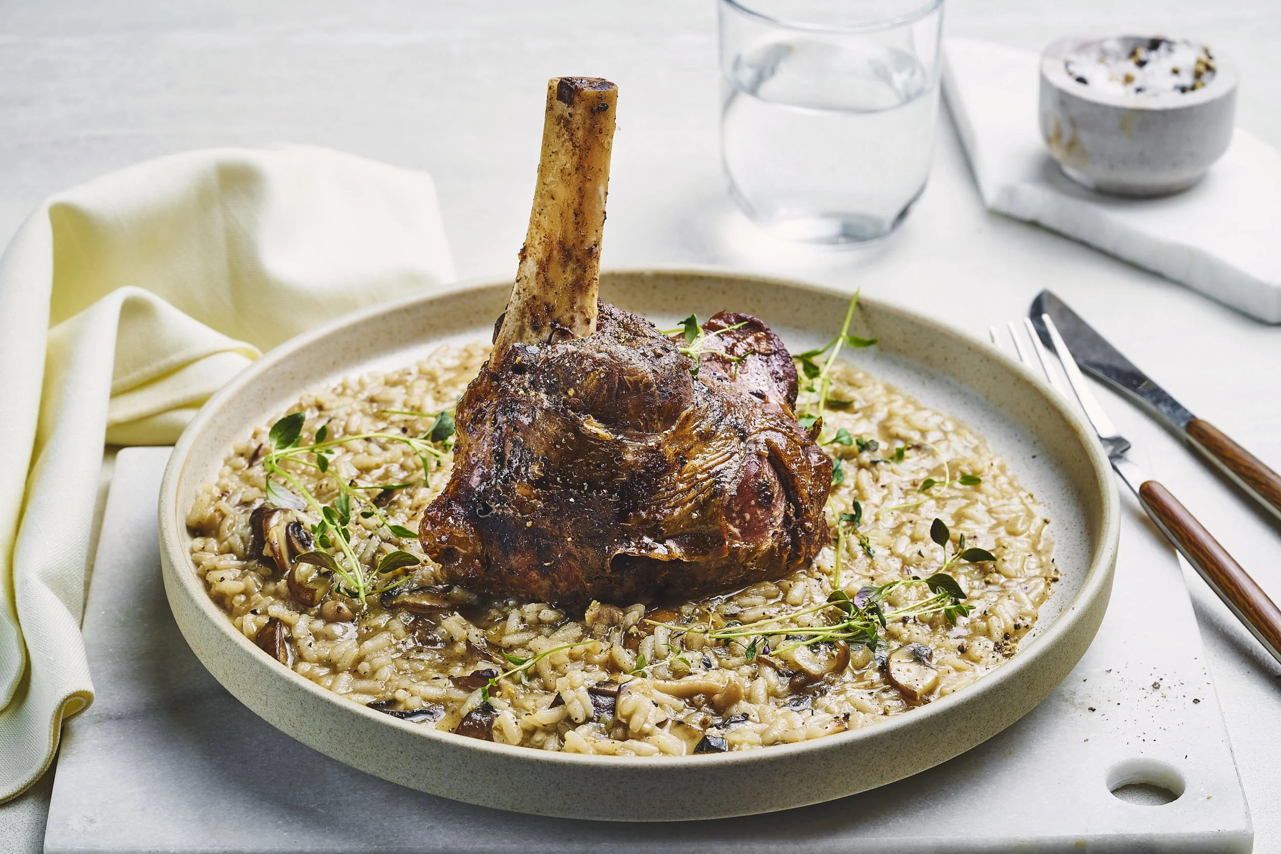 Reinsdyrskank med kremet sopprisotto