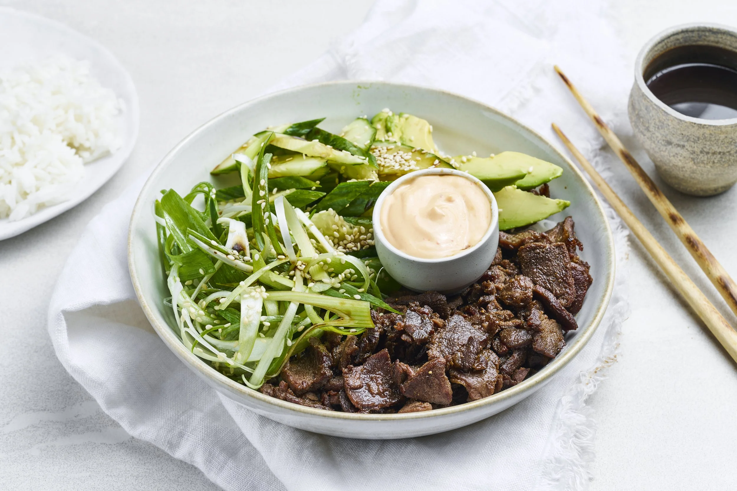 Asiatisk pokebowl med finnbiff