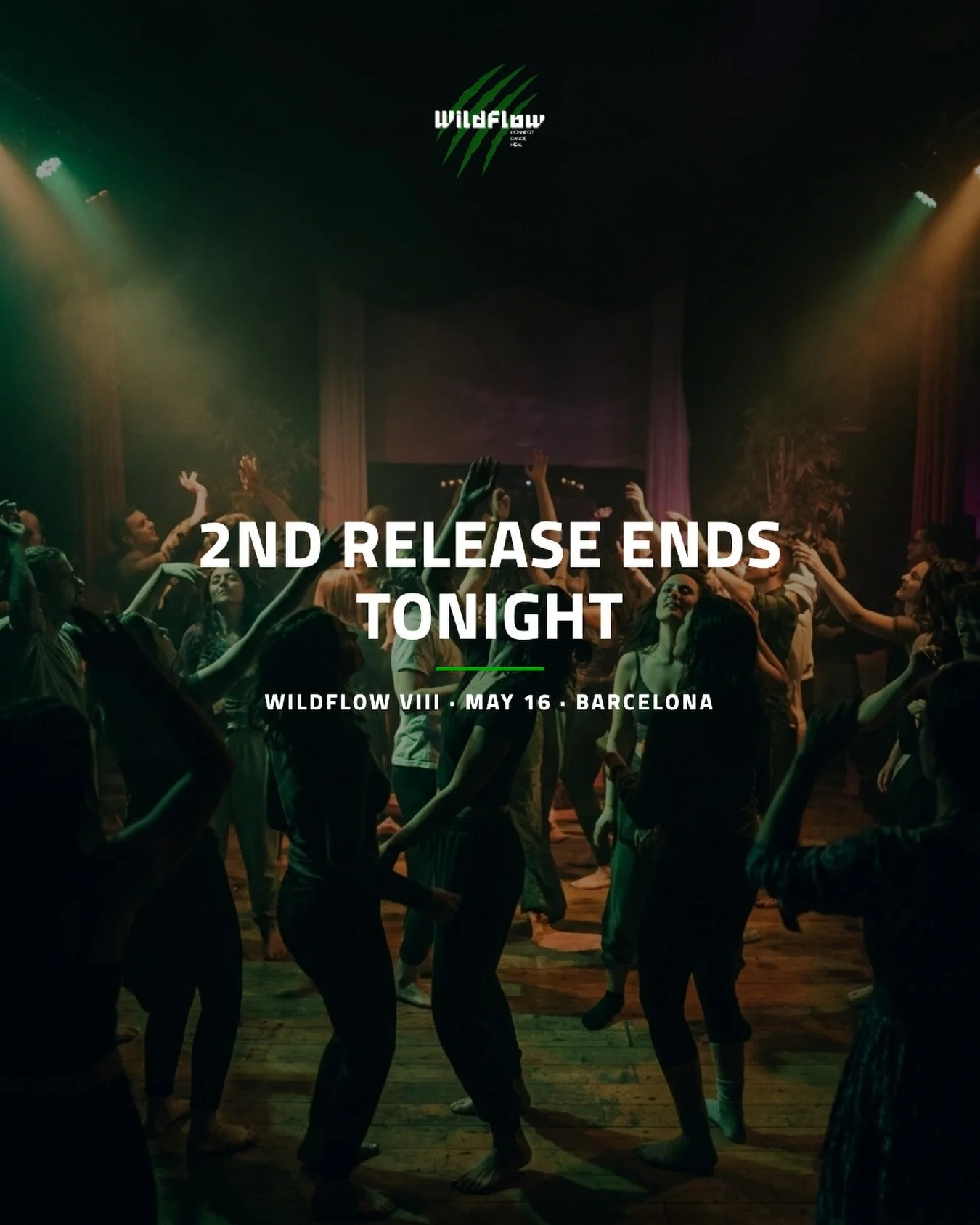 Tonight is the last chance.

Second release ends at midnight.
Tomorrow &mdash; general tickets go live at full price.

No extensions. This is it. 🌿

Six days from now you could be standing barefoot in MR PORTER Barcelona. Cacao in hand. Music moving
