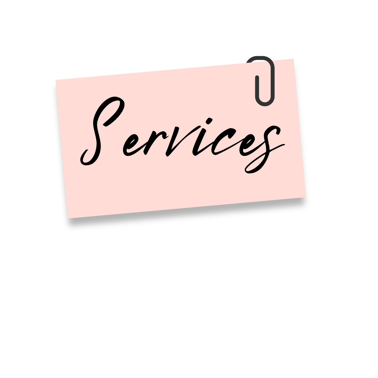 Pink graphic sign labeled 'Services' for freelance wellness writing, blog content, and SEO health articles.