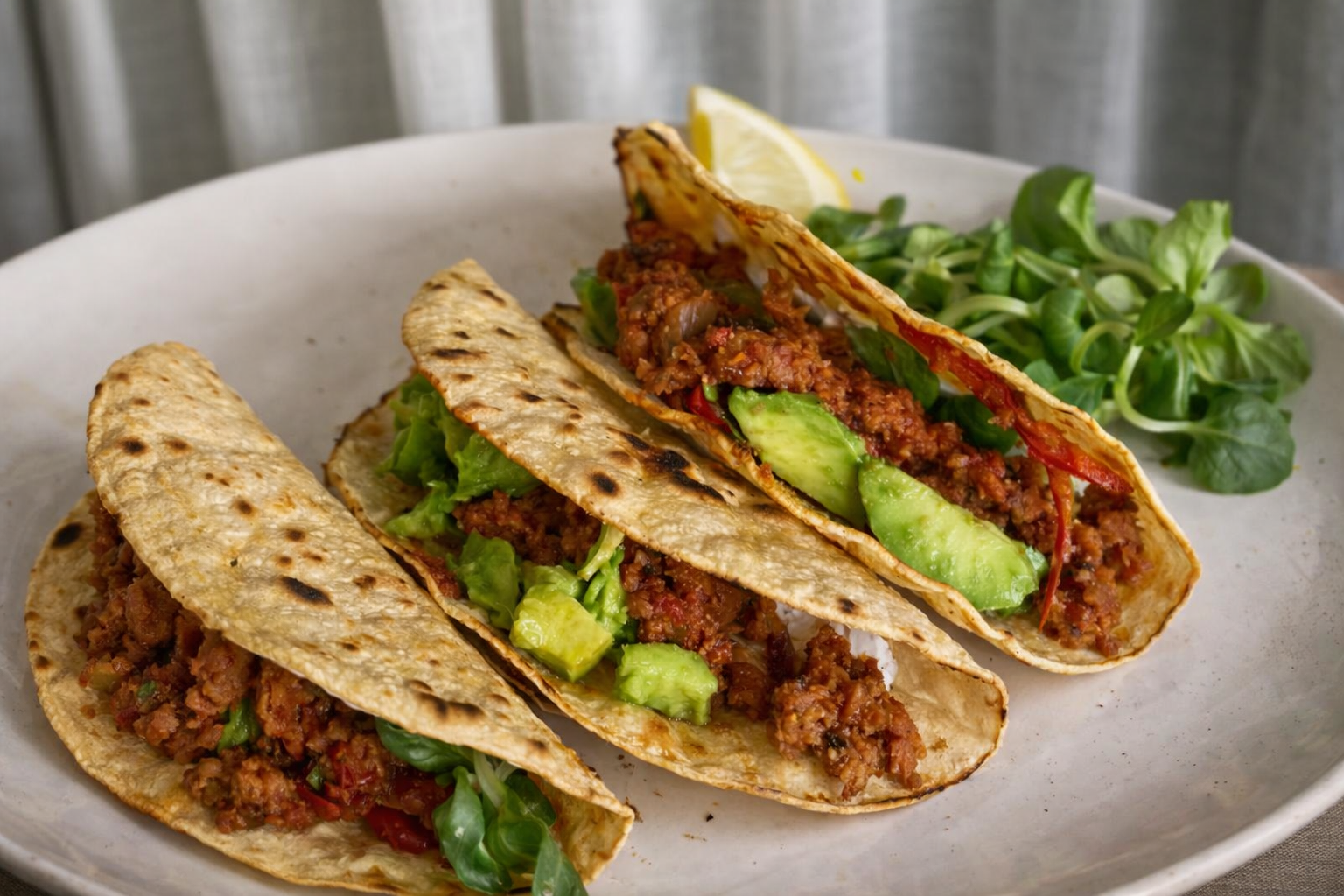 Tacos de soja texturizada