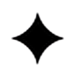 YNotUs? black diamond-shaped star with a sparkling appearance