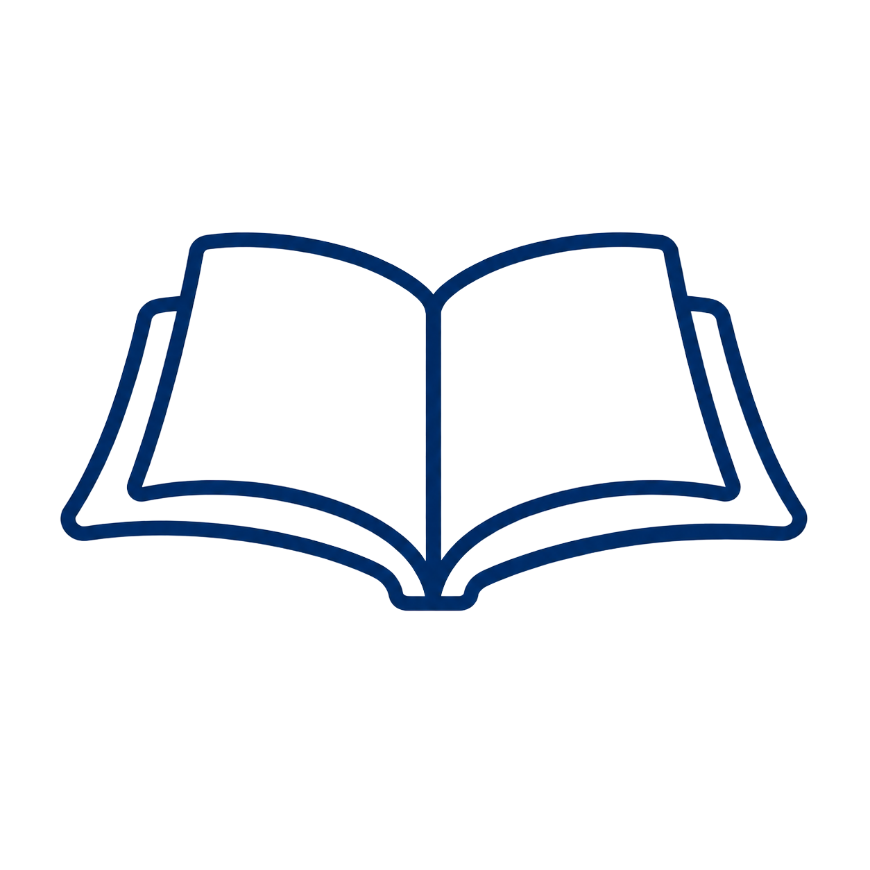 Line drawing of an open book with blank pages.