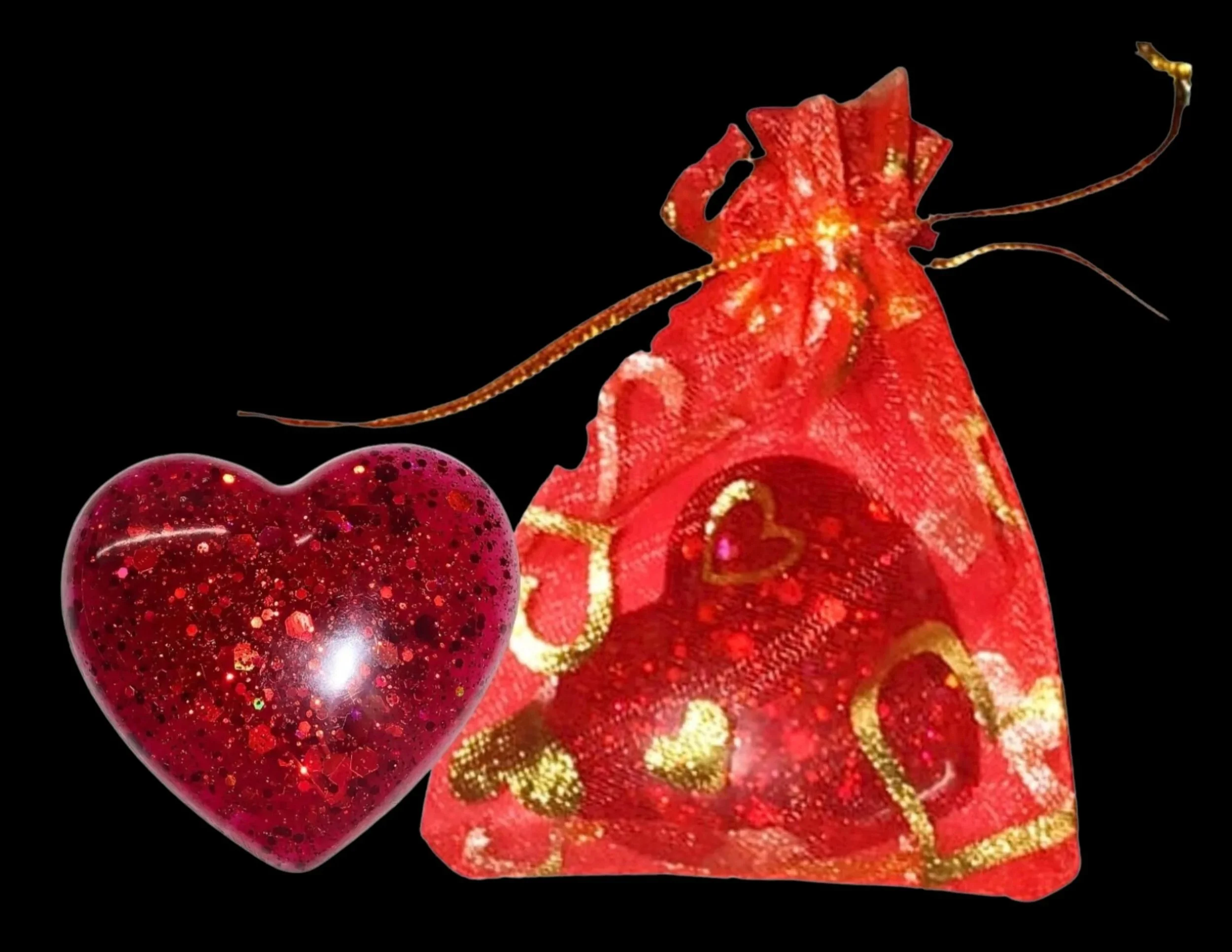 handmade red glittery heart made with red chunky holographic glitter