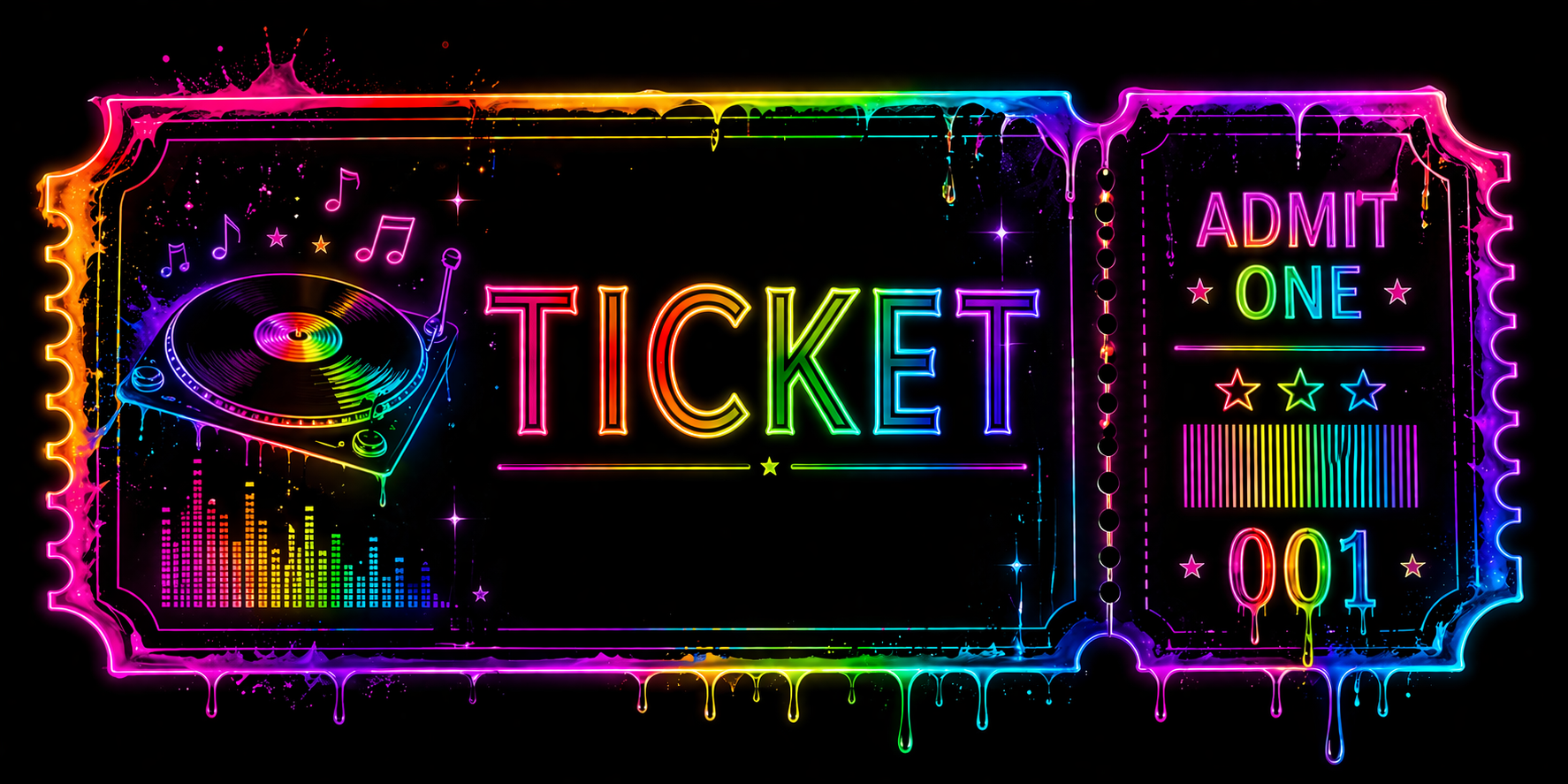 graphic design made, print cut per, perforated, numbered tickets