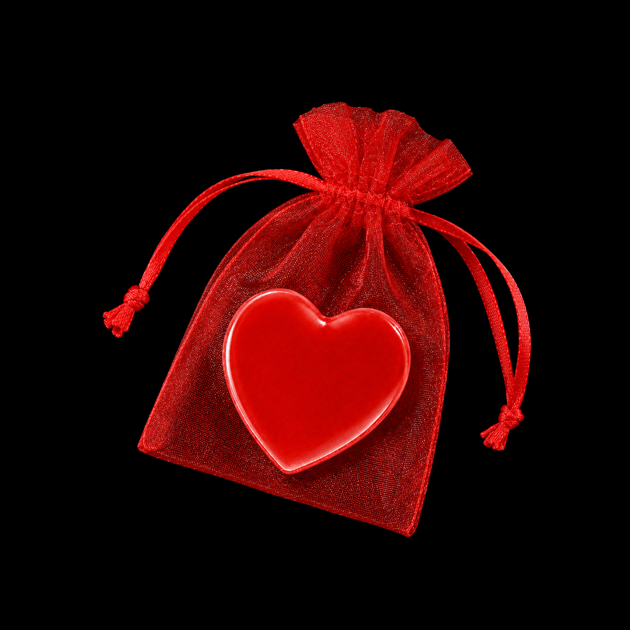 Generated image: Red heart in organza pouch.png