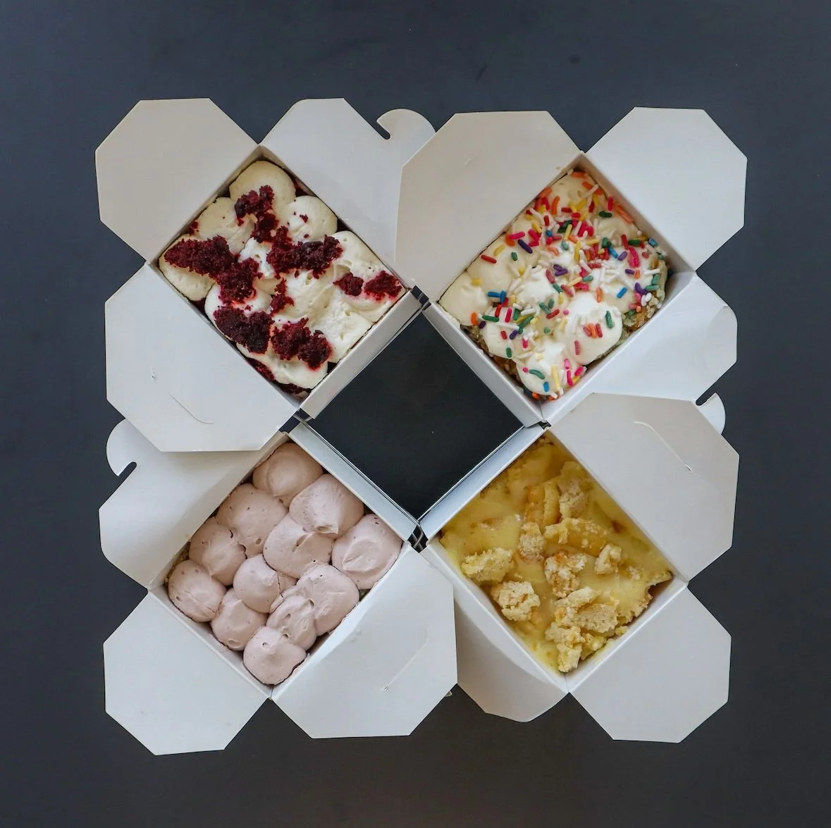 gluten free cake boxes - red velvet, funfetti, berry, banana flavors