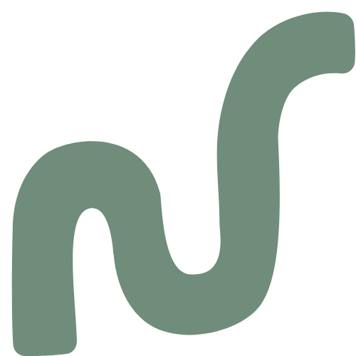 A green snake illustration, stylized with a simple, curved design.