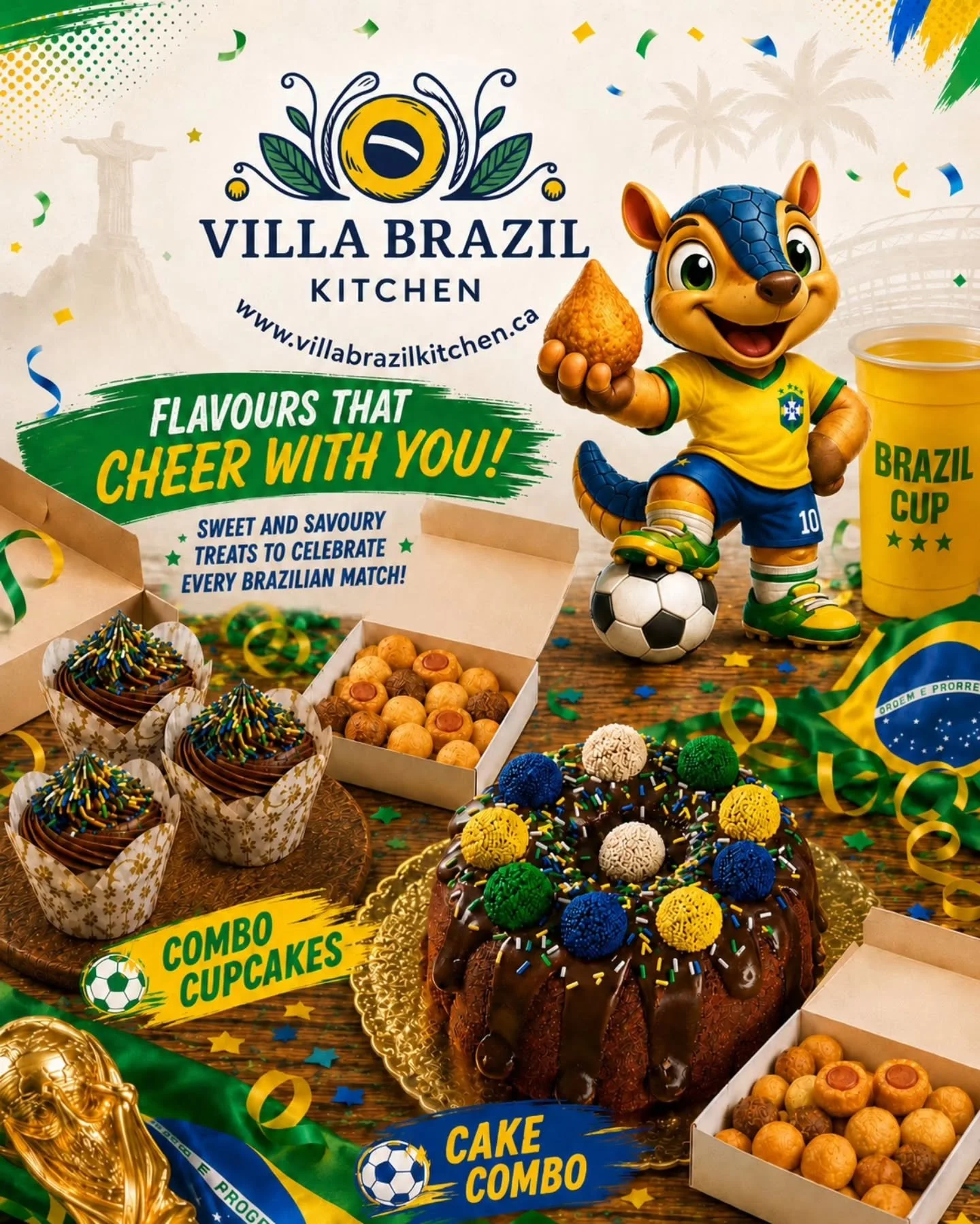 Villa Brazil is bringing the flavour to every Brazilian match!

2 combos available on Brazil&rsquo;s match days, beginning with June 13th.

Guarantee yours now!