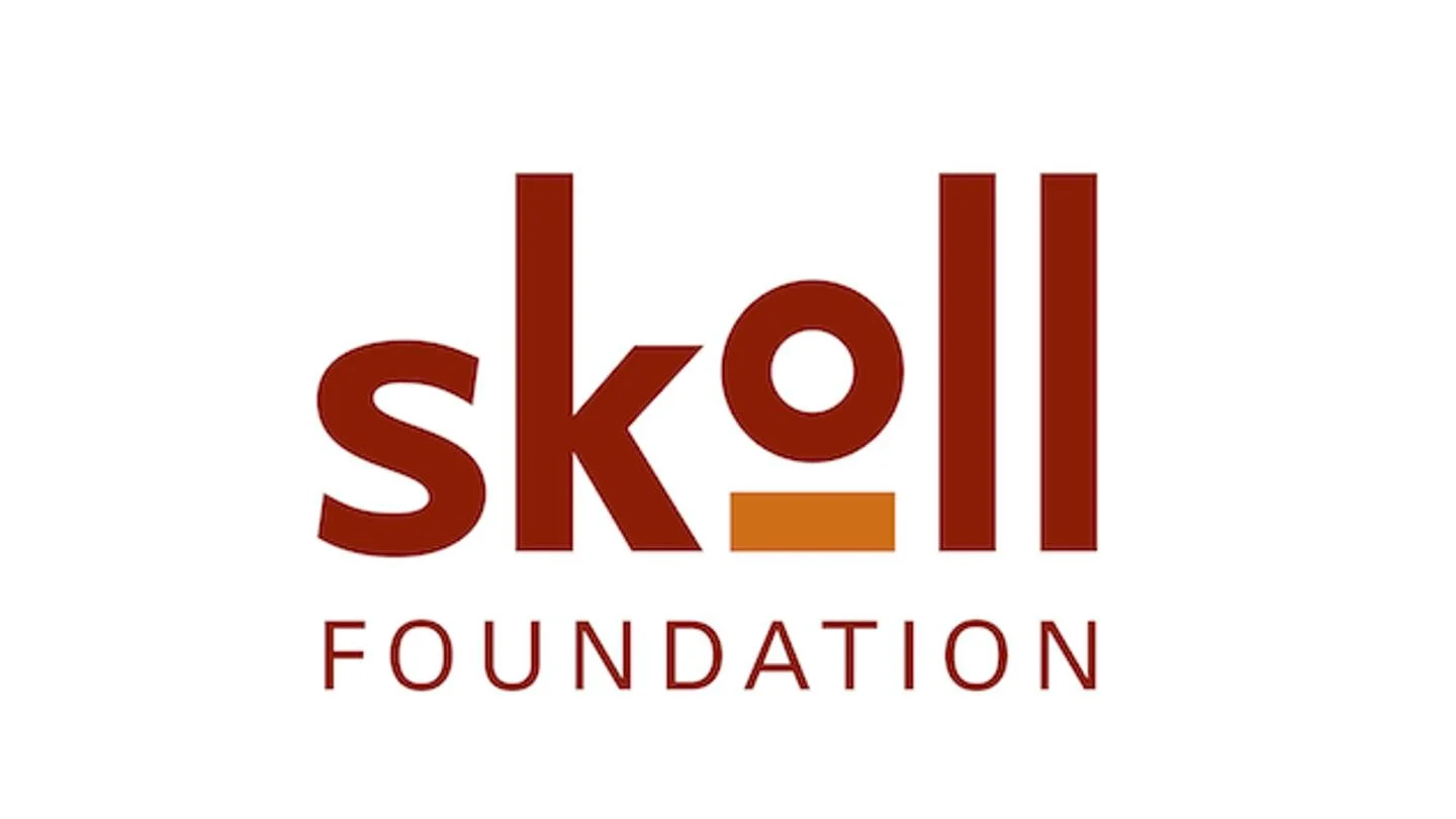 Skoll Foundation logo with the word 'skoll' in large brown letters and 'FOUNATION' in smaller brown letters underneath.