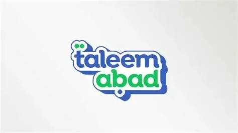Taleem Abad logo with blue and green text on a white background.