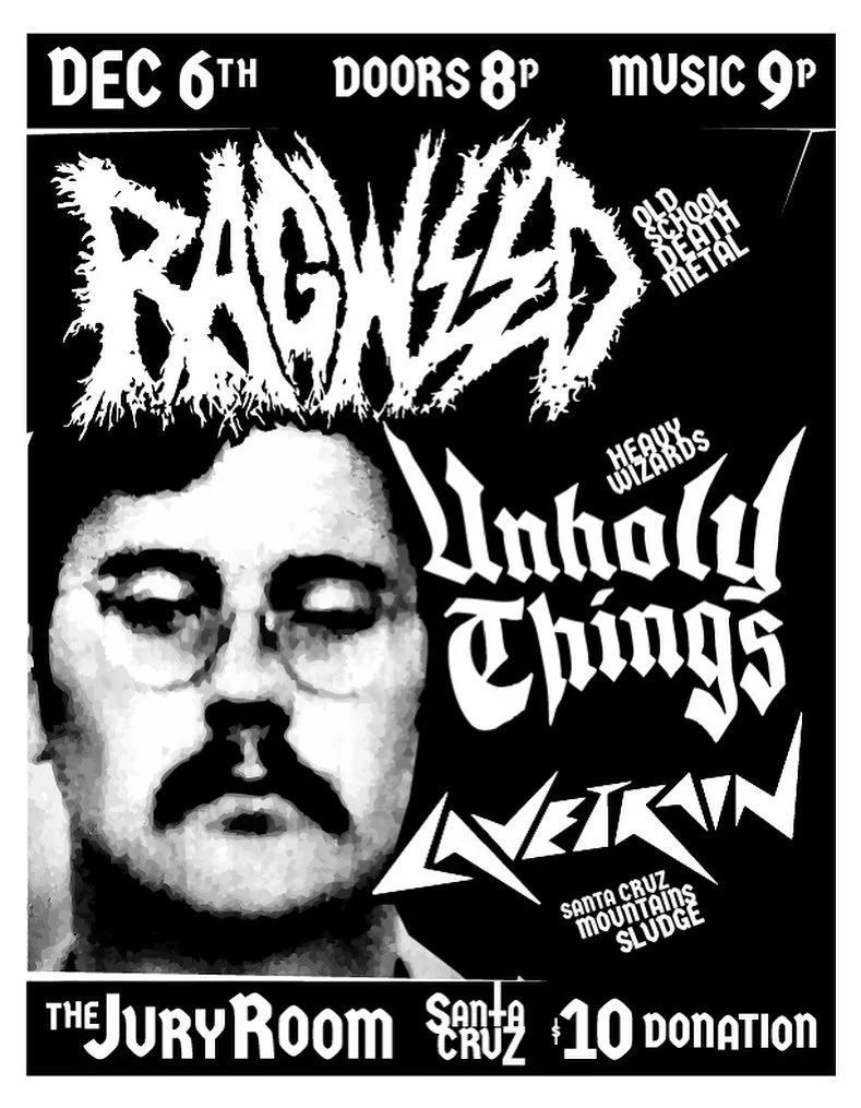Save the date: Saturday Dec 6th. 
CAVETRAIN is playing our first show with the powerful @unholythings_band and straight up assassins @motherfuckingragweed at @thejuryroomsc. Metal is better in the winter.