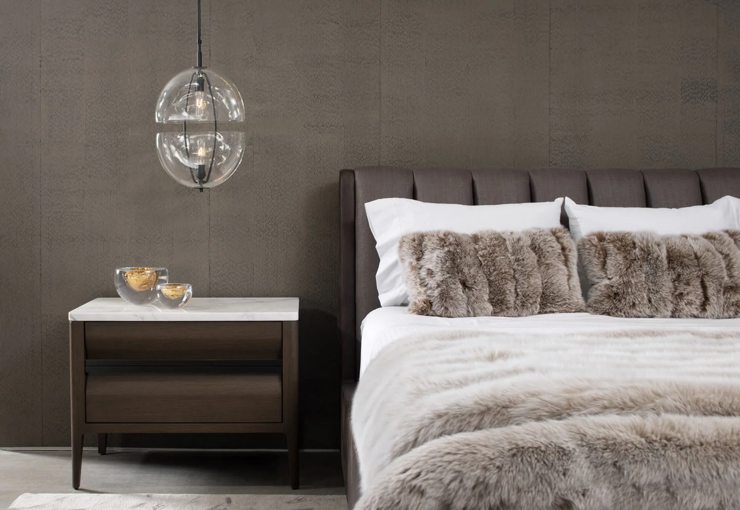  Staccato Earth  • SKU 13-0038 • This matte plaster finish reveals a subtle sheen on the burnished peeks of the vertical checks.