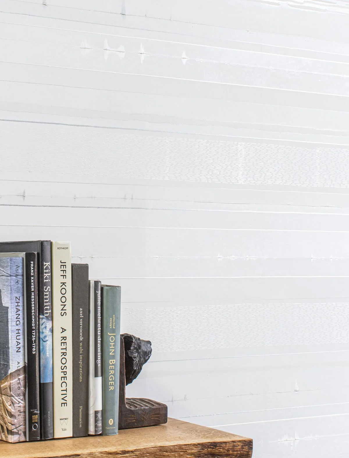  Lamina Salt  • SKU 11-0082 • Layers upon layers of marble and mica plasters create this stratified continuous linear pattern. Finished with jewel-like lines this paper can create a horizontal pattern that wraps around the environment seamlessly or c