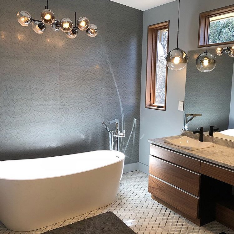 Crease Whale • Custom Color • This deconstructed geometric pattern in hand bladed dimensional marble plaster is highlighted by beeswax finish.