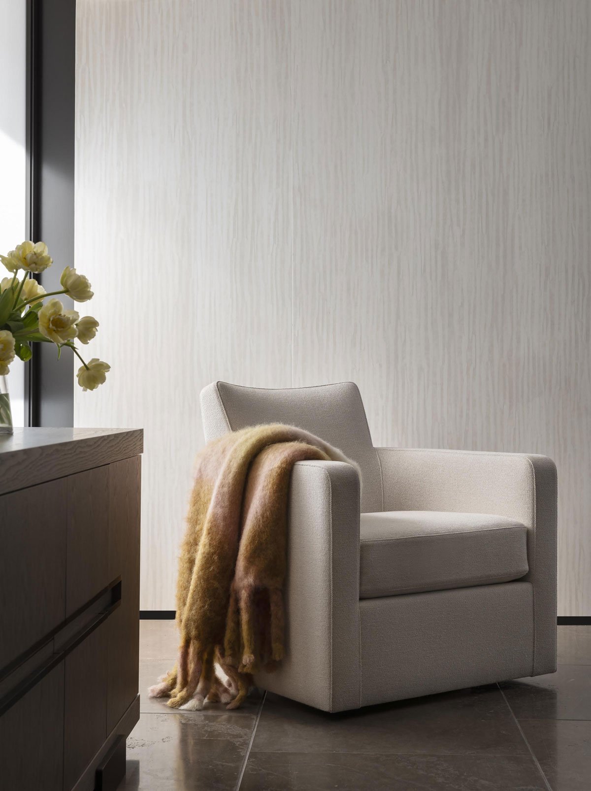  Tufa Bone Feather  • SKU 19-0857 • Reminiscent of tufa limestone formations rising from the sea, Tufa is a duotone dimensional plaster which has a texture and subtle sheen that begs to be touched.