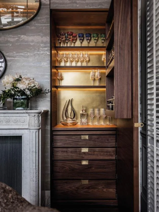  Abyss Stone  • SKU 15-0194 • Layers of hand-applied plaster encapsulating micaceous and metallic resins. This lustrous paper is reminiscent of the glowing interior of an abalone shell.