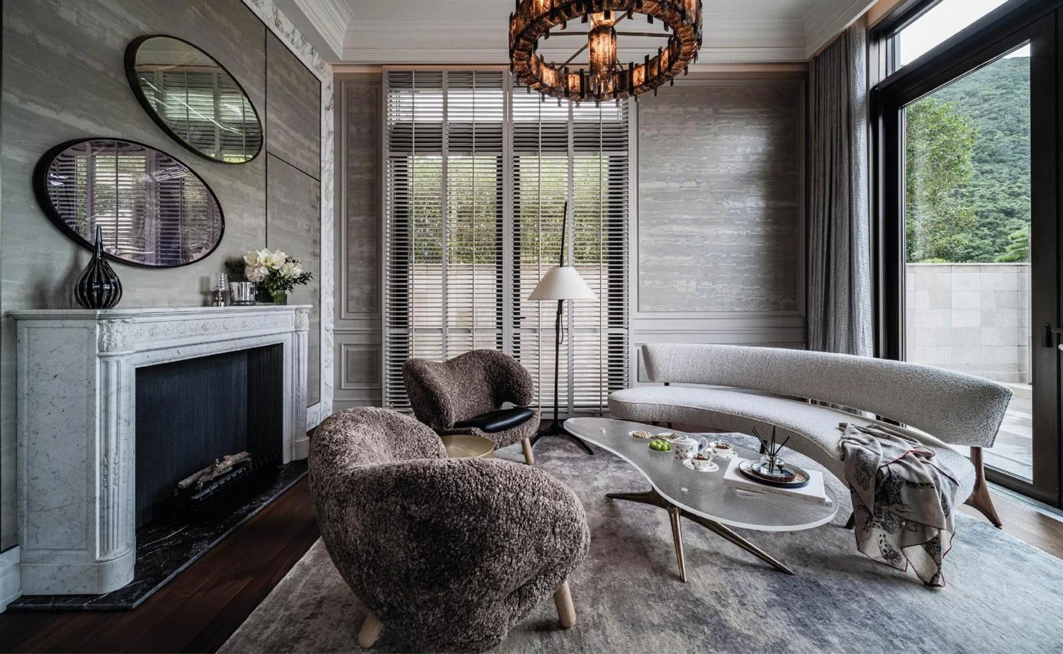  Abyss Stone  • SKU 15-0194 • Layers of hand-applied plaster encapsulating micaceous and metallic resins. This lustrous paper is reminiscent of the glowing interior of an abalone shell.