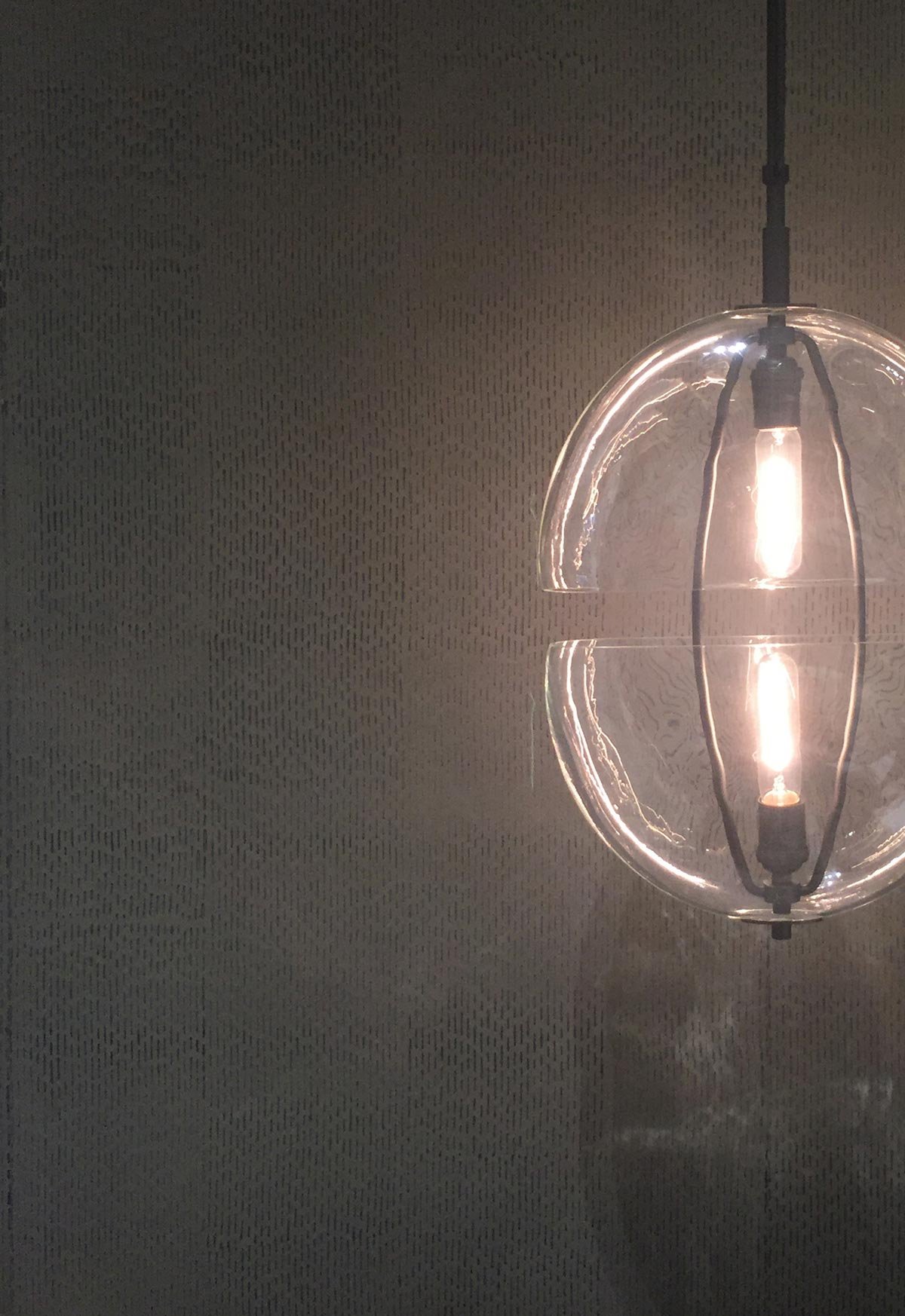  Staccato Earth  • SKU 13-0038 • This matte plaster finish reveals a subtle sheen on the burnished peeks of the vertical checks.