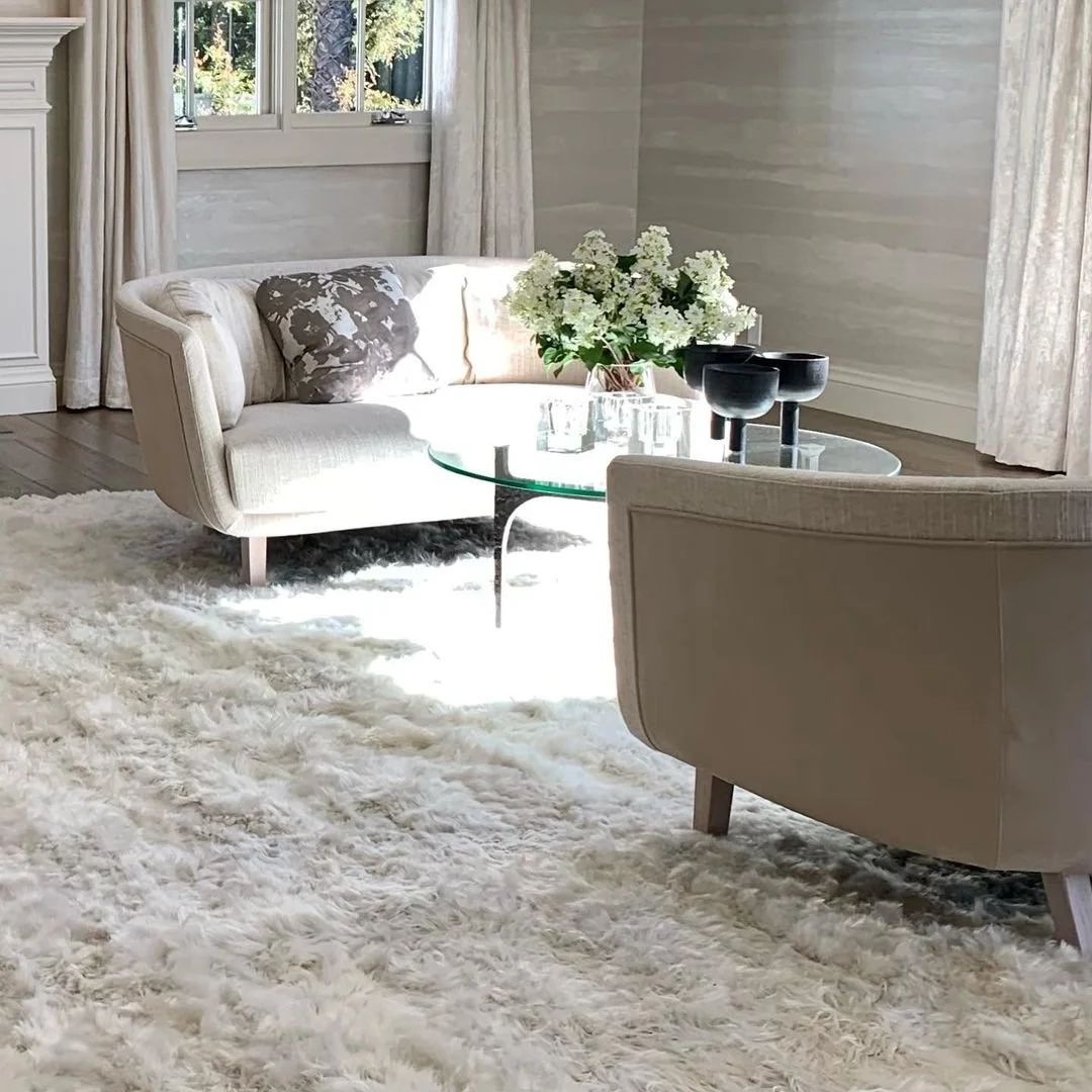  Fold Créme  • SKU 14-0152 • Broad layered clouds of softly intermingling tones and iridescence dance around the room with this continuous horizontal stripe.