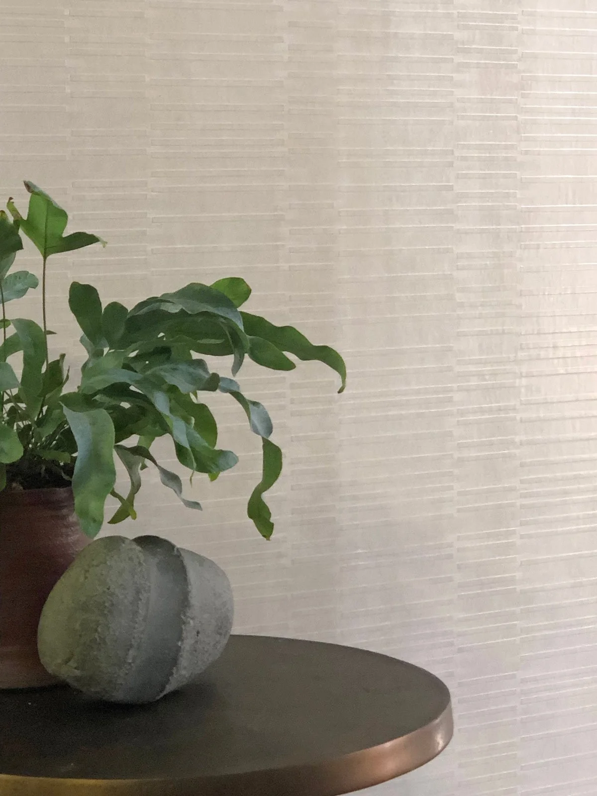  Bracket Sand  • SKU 14-0140 • Varying widths of elegant columns of rectangles in this dimensional plaster suggest a vertical stripe with a playful horizontality.