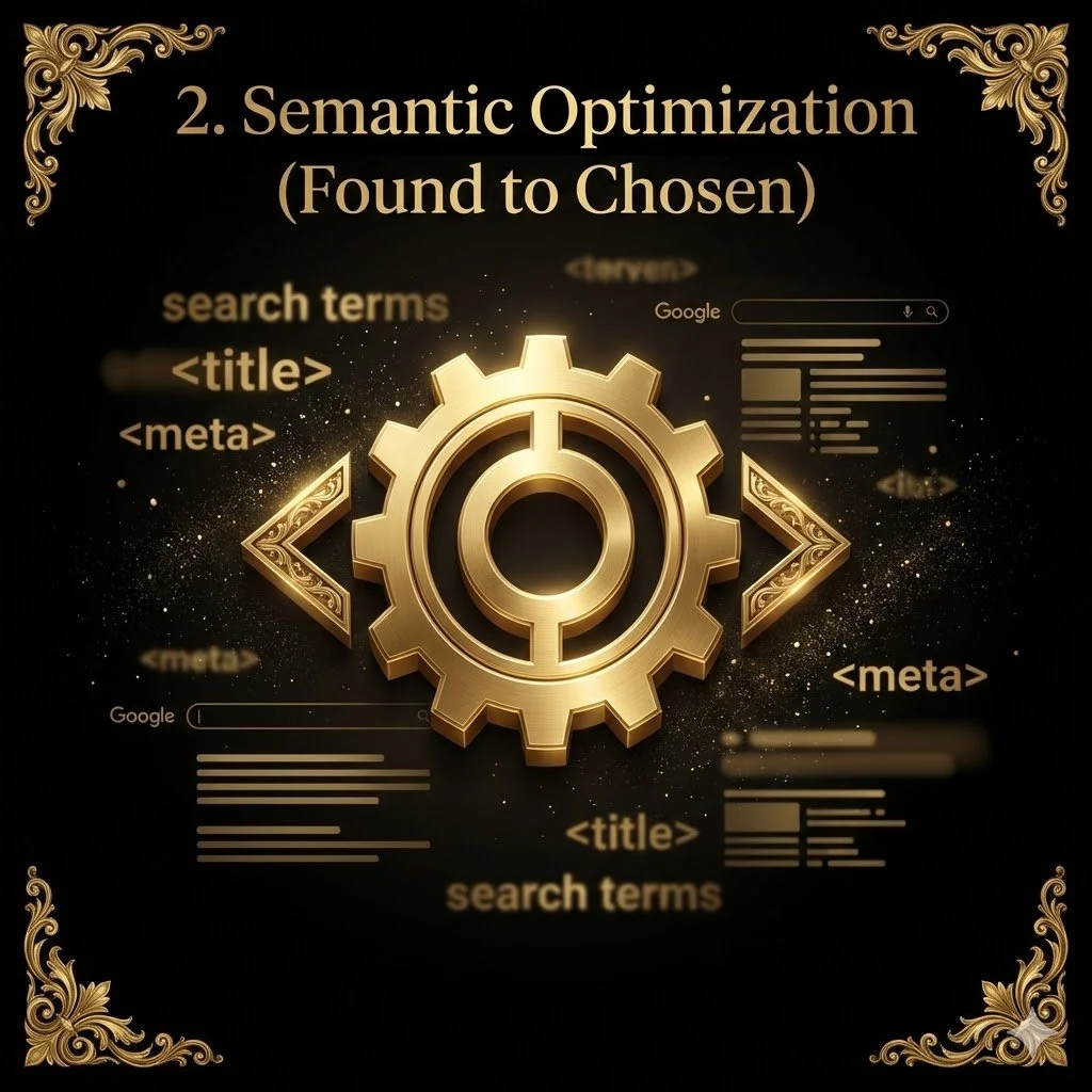 An abstract luxury detail symbolizing semantic keyword mapping and the embedding of technical EXIF metadata into business photos for authoritative local search results.