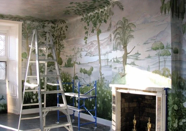 Recreation of Mrs. Coe's bedroom mural at Planting Fields 2007
