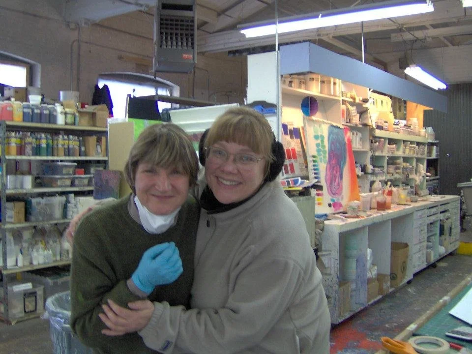 Irina and Jane at the mixing table. Notice the ear muffs. 