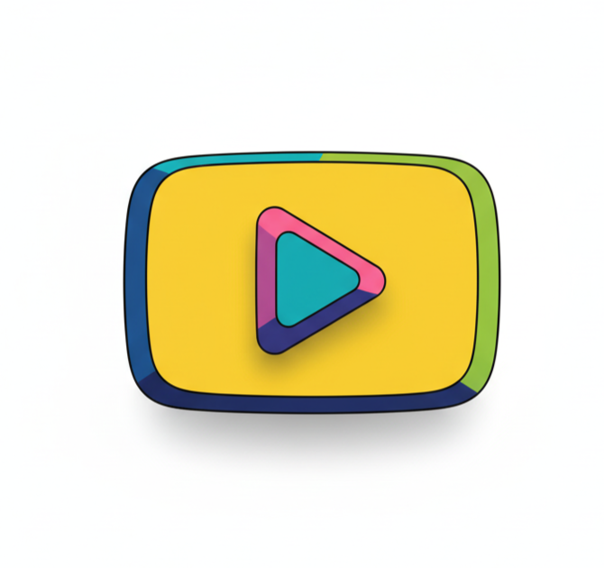 Colorful play button icon resembling YouTube's logo with multiple vibrant colors and a white background. Used to follow the Coulda Woulda YouTube Channel