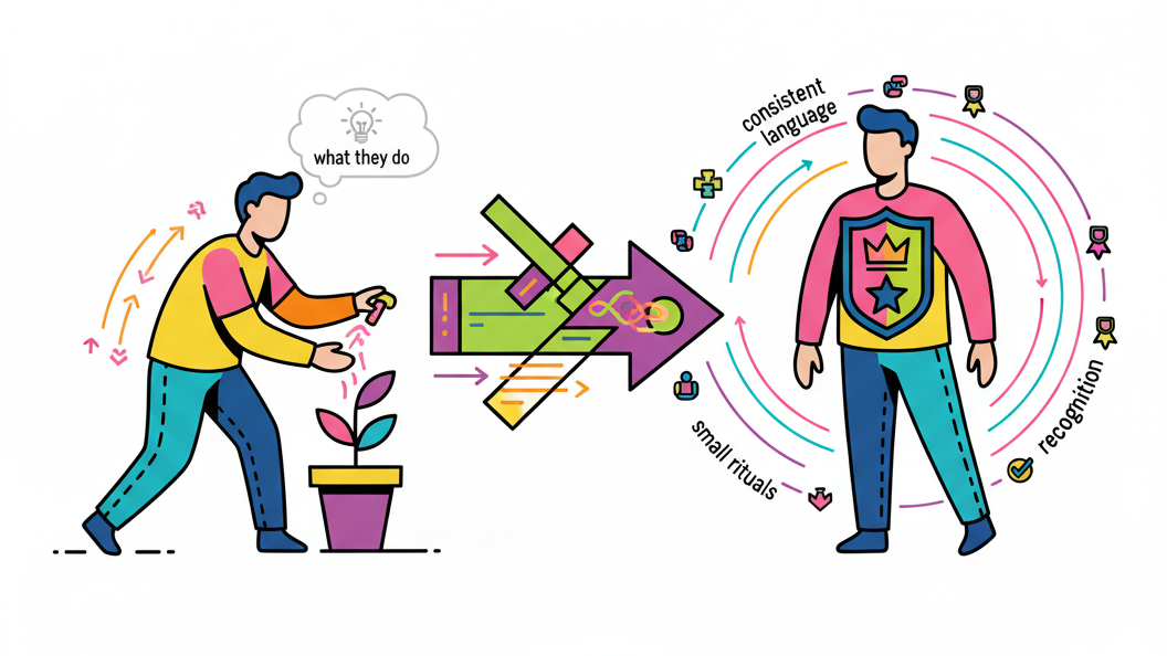 Turn Action into Identity. Root Change. Learn the skills to help others change. Framework for Growth and Building the Skills you need - Leadership - Science Backed Tools at Coulda Woulda for leaders, parents and humans.