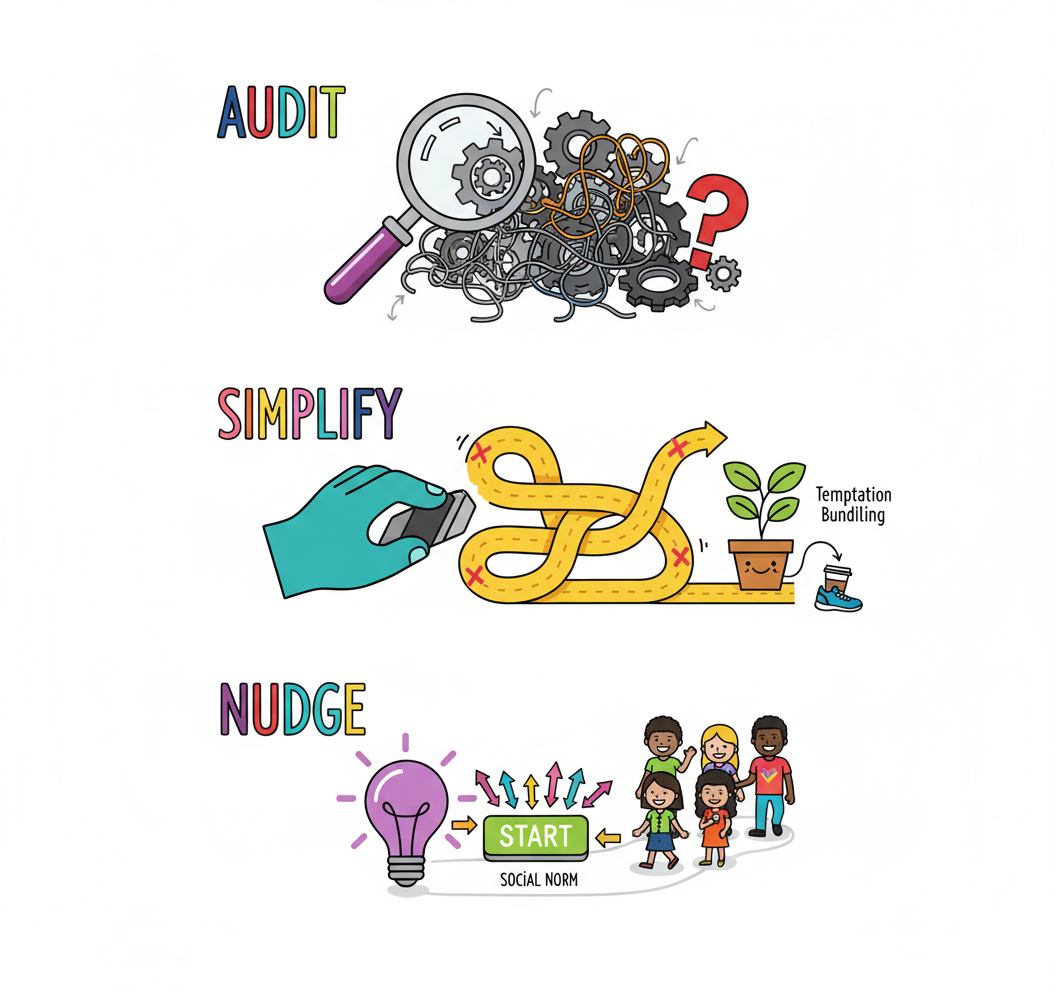 Remove Friction to keep momentum going. Learn the skills to help others change. Framework for Growth and Building the Skills you need - Leadership - Science Backed Tools at Coulda Woulda for leaders, parents and humans.