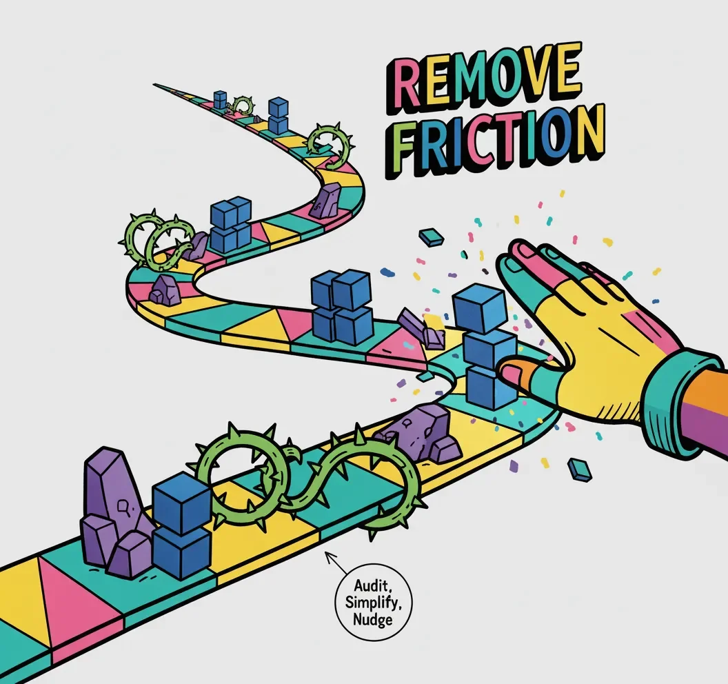 Remove Friction to keep momentum going. Learn the skills to help others change. Framework for Growth and Building the Skills you need - Leadership - Science Backed Tools at Coulda Woulda for leaders, parents and humans.