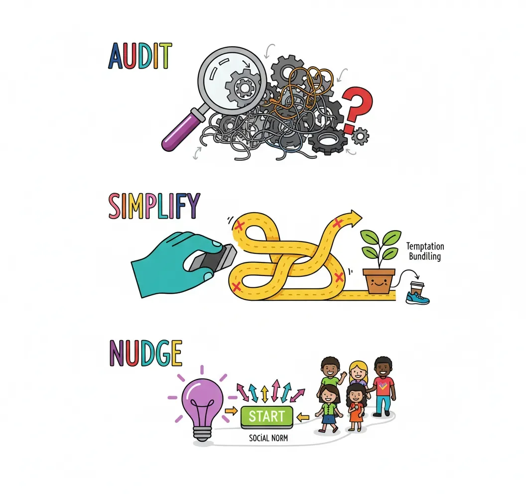 Remove Friction to keep momentum going. Learn the skills to help others change. Framework for Growth and Building the Skills you need - Leadership - Science Backed Tools at Coulda Woulda for leaders, parents and humans.