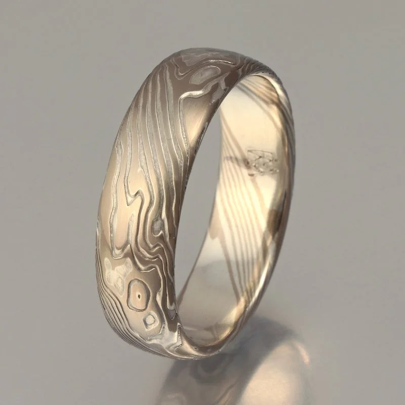 Color choice WS - 14k palladium white gold and sterling silver, low-dome profile, etched.