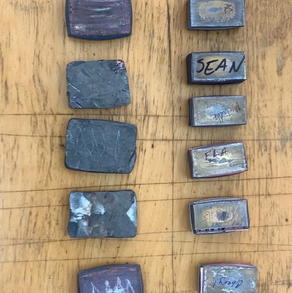 This represents a lot of hard work! Some billets are freshly fused, others are in the process of forging.