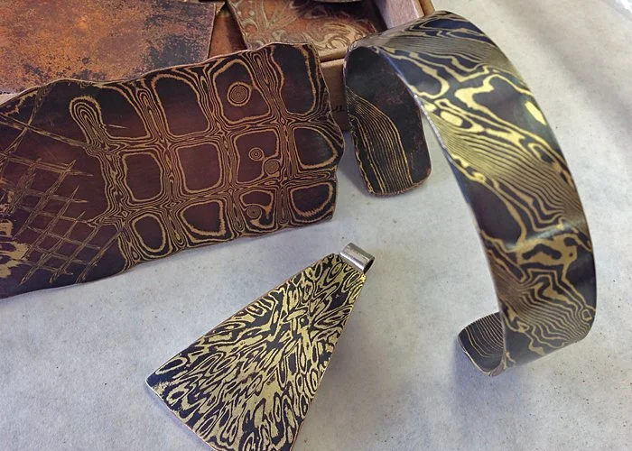 Some copper/brass pattern samples and finished pieces I created while at OCU.