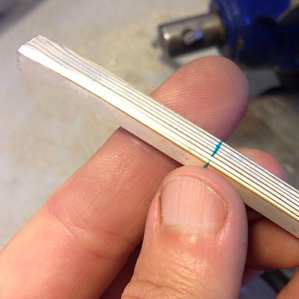 This bracelet will need 1.5" of the 3.5" yield from a billet fused in Binnion and Ploof's February workshop.