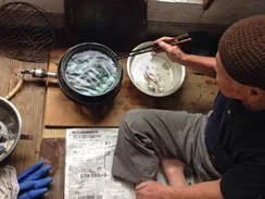  Spoon soup! Ame's observation. To me it just looked like normal rokusho, only I don't normally use chopsticks as tongs .... 