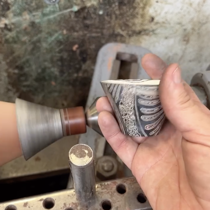 Last day of my residency, spinning mokume gane with Stefan Coe