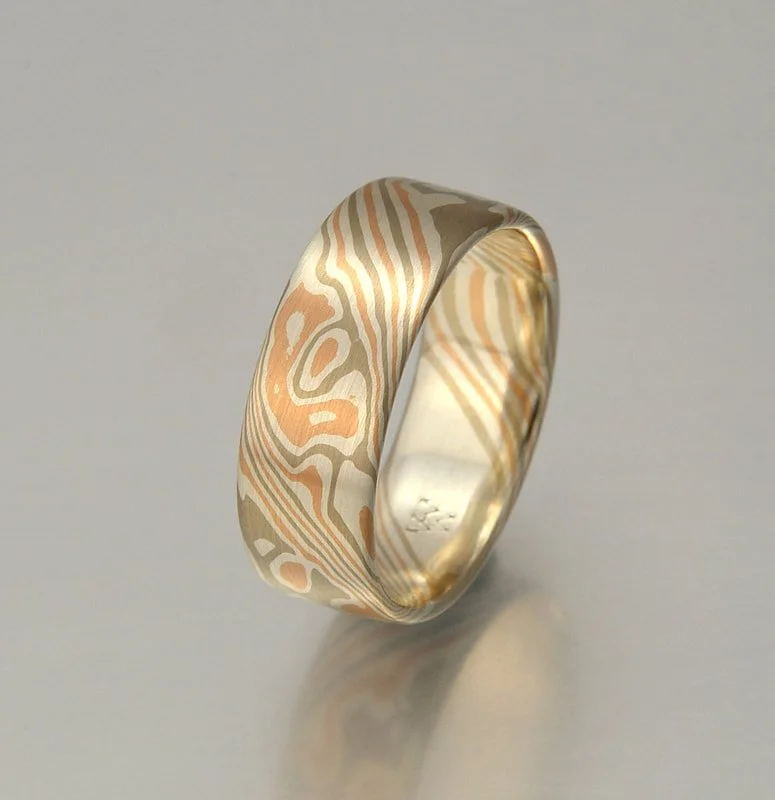 Color choice WRS - 14k palladium white gold, 14k rose gold and sterling silver, smooth, flat-top.