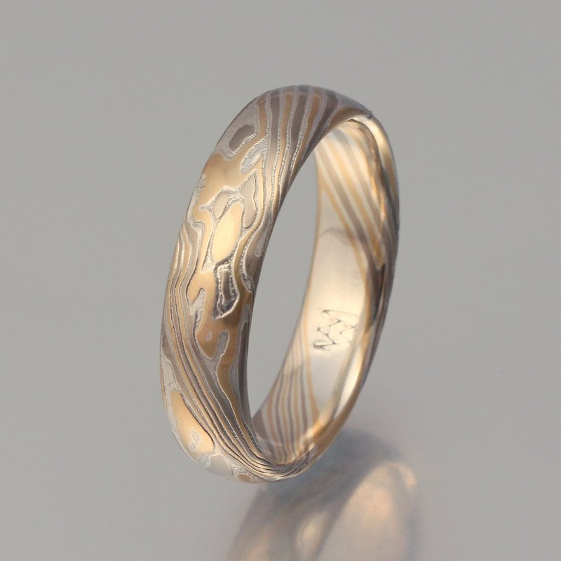 Color Choice WYS - 14k palladium white gold, 18k yellow gold and sterling silver, low-dome profile, etched.