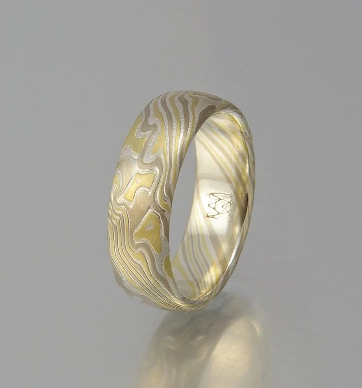 Color Choice WYS - 14k palladium white gold, 18k yellow gold and sterling silver, low-dome profile, etched.