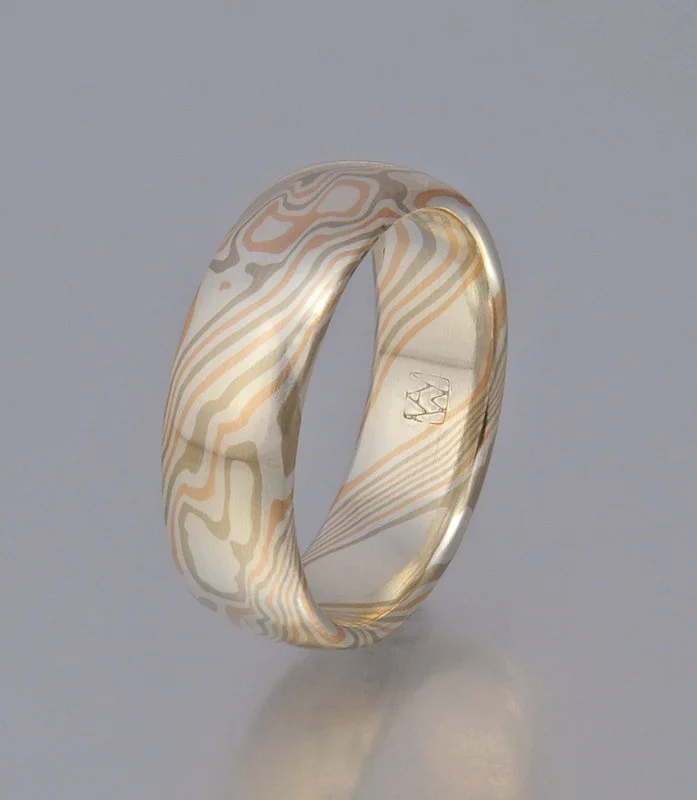 Color choice WRS - 14k palladium white gold, 14k rose gold and sterling silver, smooth, low-dome.