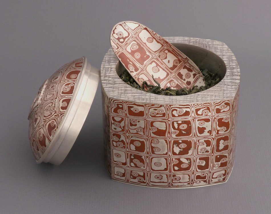 Mokume gane tea container - open