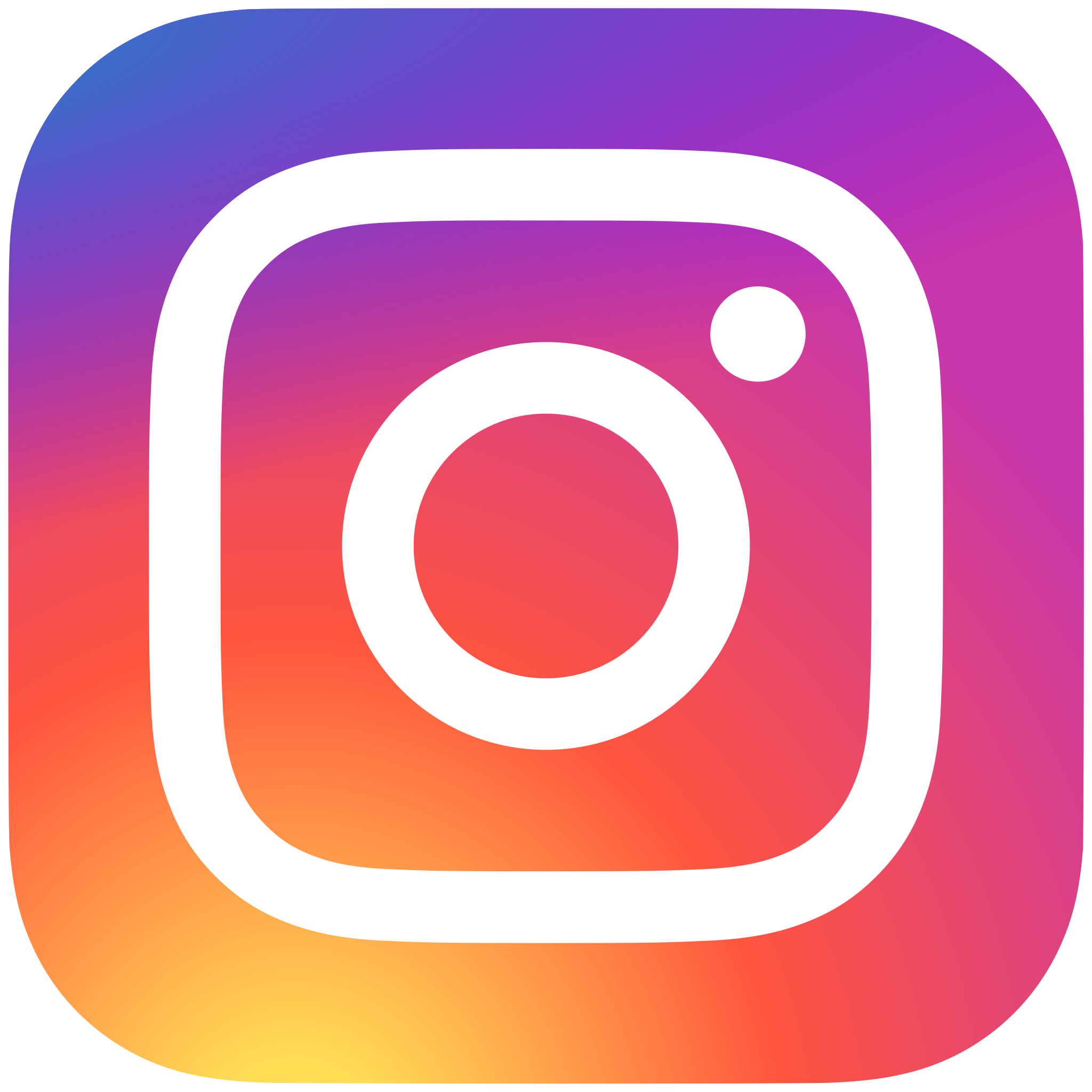 Instagram logo with gradient background in purple, pink, orange, and yellow.