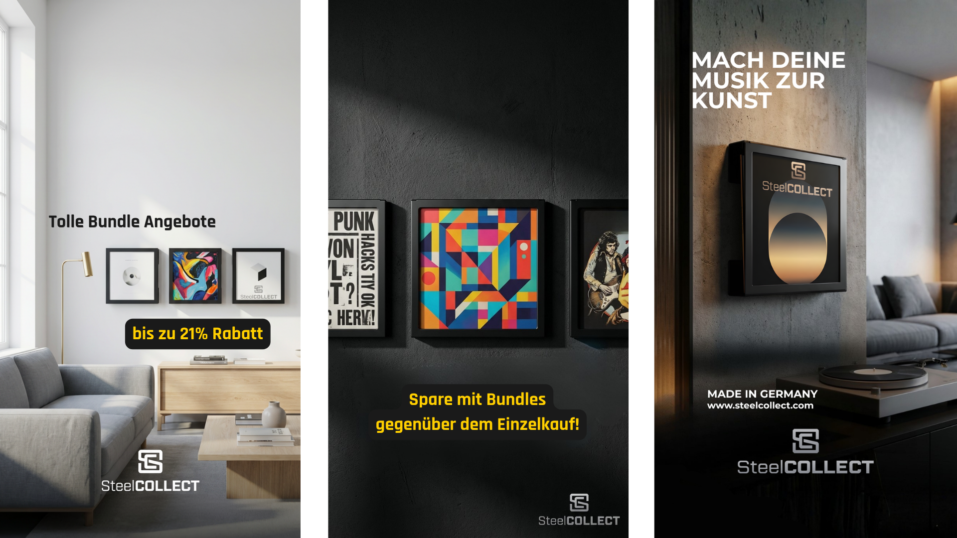 Entdecke unsere Bundle-Deals, spare bis zu 29% auf unsere Vinyl Halterung by SteelCOLLECT®
