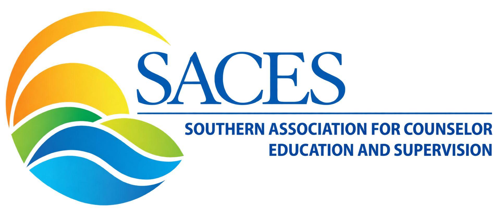 SACES logo with colorful abstract wave design and text for the Southern Association for Counseling Education and Supervision.