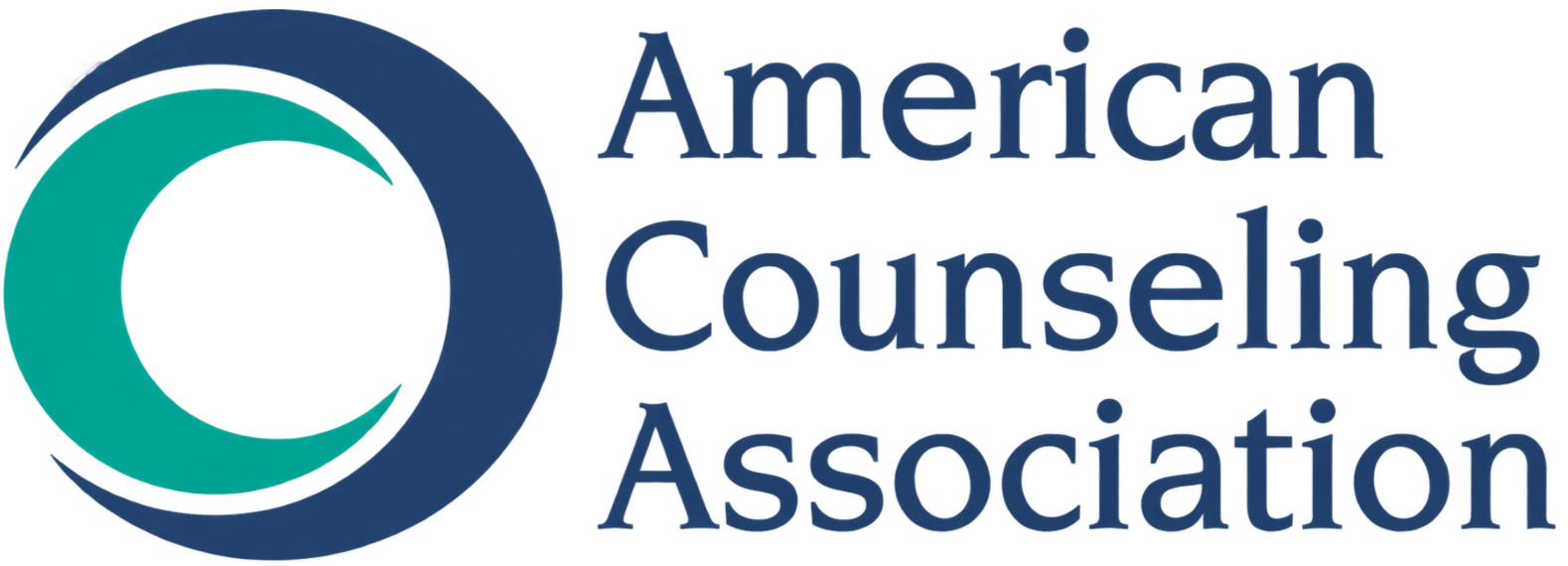 Logo of the American Counselors Association with a stylized circular emblem and the organization's name written beside it.