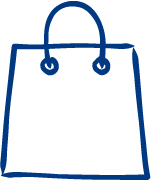 Blue icon of a shopping bag with handles