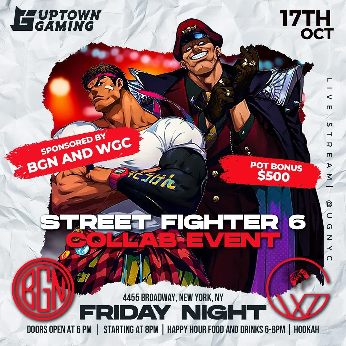 First ever co-sponsored SF6 tournament with our friends over at @wegameculture. $500 spot Bonus. Come throw hands! If you&rsquo;re from the Bronx and are NAST at SF6, and are looking for community, coaching, support and glory in sf6&ndash; DM us or c